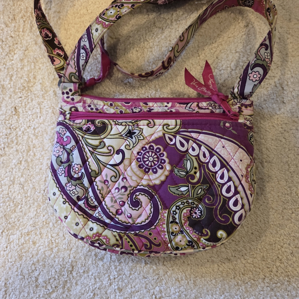 Vera Bradley Pink and Purple Quilted Crossbody Bag